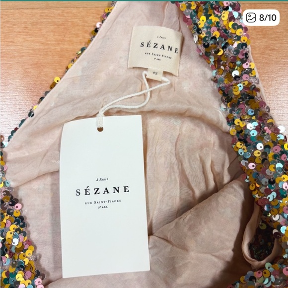 Sezane Robe Bridget Sequins Pastel Mini Dress - Picture 11 of 13